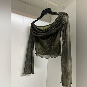 SHEIN Sheer Black Off-Shoulder Top